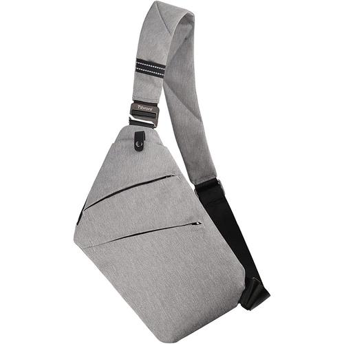 Tibroni Sac à bandoulière multi-poches, sac à bandoulière, mini sacs à  bandoulière, petit sac pour homme, sac de poitrine antivol pour homme  (gris)