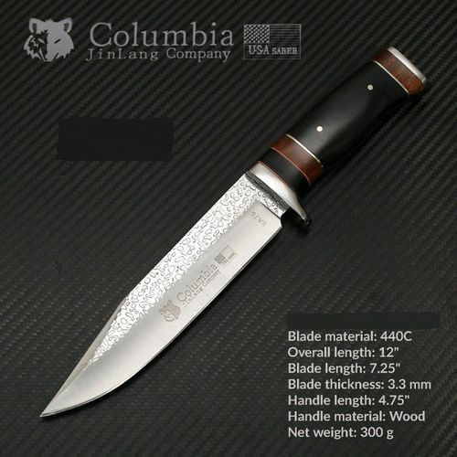 Poignard De Survie « Columbia » 30,5 Cm Style Damas Type Rambo Acier Inoxydable Etui Ceinture