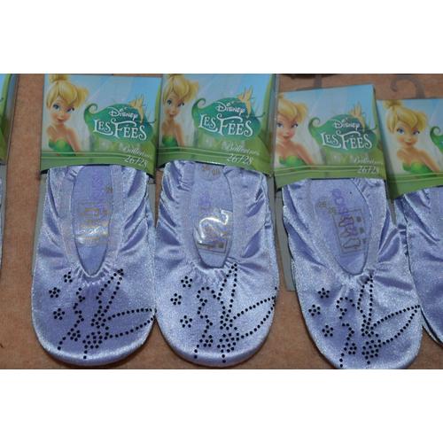 3 X Chaussons Antidérapants Disney Princesse Violet La Fée Clochette Ballerines 26 - 27 - 28 Pantoufles