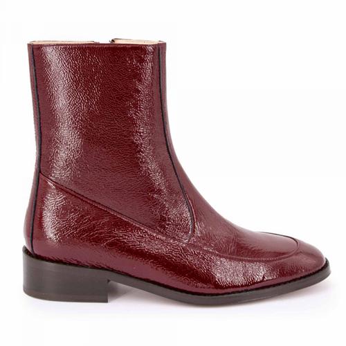 Boots Ajustées Mamine T36-40 Cuir Vernis Bordeaux Femme Comptoir Des Cotonniers