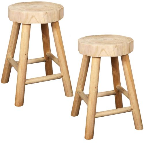 Lot De 2 Tabourets Harald En Paulownia H.40 Cm - Beige