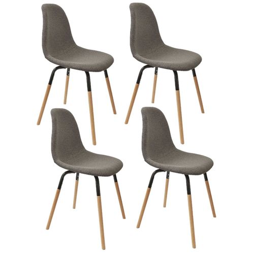 Lot De 4 Chaises Scandinave Phenix En Tissu Et Métal - Gris