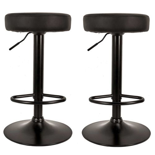 Lot De 2 Tabourets De Bar Mumford Hauteur Réglable En Simili - Noir