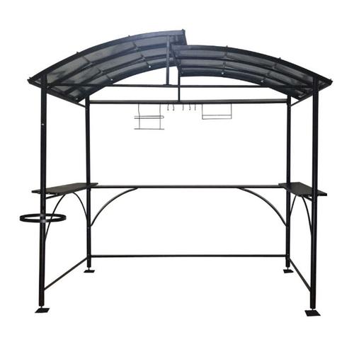 Carport Barbecue Autoportant À Double Toit Finition Époxy Gris Anthracite - Toit Réalisé En Acier Galvanisé