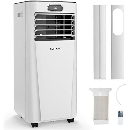 COSTWAY Climatiseur 7000BTU 2,1KW R290 Classe A 4 en 1 Mode Veille 25? Rafraîchissement Déshumidification Ventilateur 2 Ecrans LED