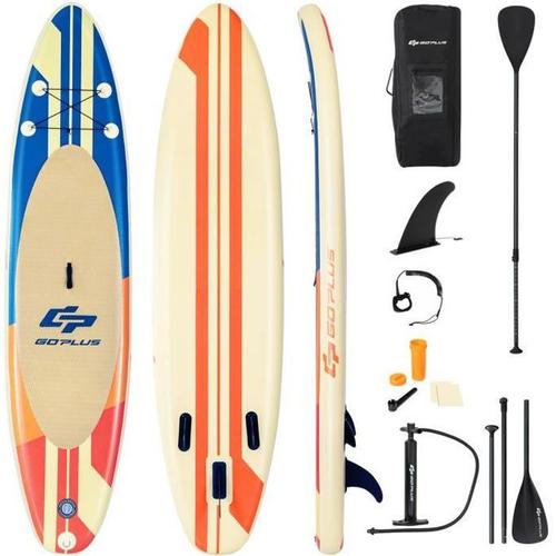 Stand Up Paddle Board Gonflable Costway - 335x76x15cm - Pvc - Pagaie Réglable - Aileron Amovible