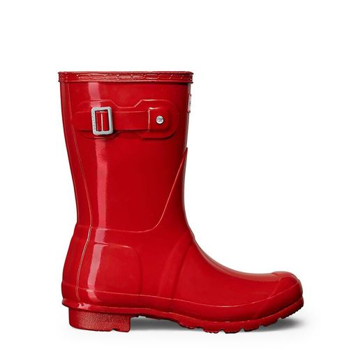 Hunter Original Gloss Short Bottes En Caoutchouc Rouges Militaires Pour Femmes