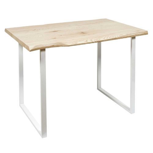 Table À Manger Forest 4 Places En Métal Et Mdf - Blanc Et Beige