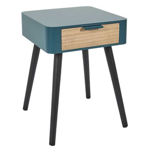 Table De Chevet 1 Tiroir En Mdf - Bleu Canard