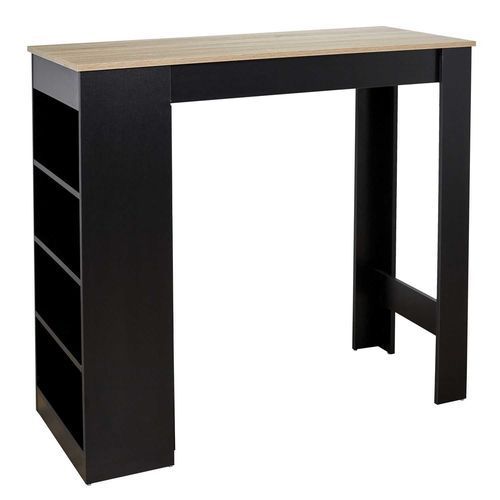 Table De Bar Mange Debout Cheers Avec 4 Niches De Rangement En Mdf - Noir Et Marron