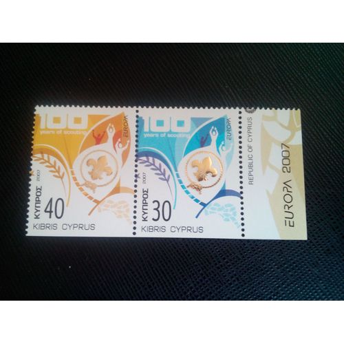 Timbre Chypre Y T 1109 B / 1110 B Europa - Centenaire Du Scoutisme 2007 ( 071106 )