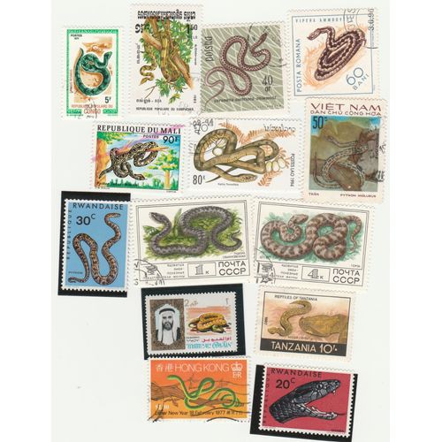 14 Timbres De Divers Pays - Animaux - Serpents