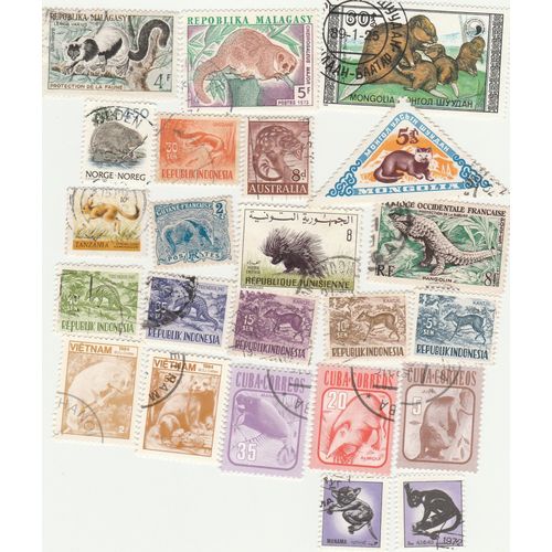 23 Timbres Oblitérés De Divers Pays - Animaux - Petits Mammifères