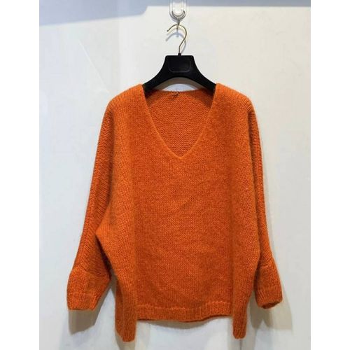 Pull En Mohair Femme Orange 