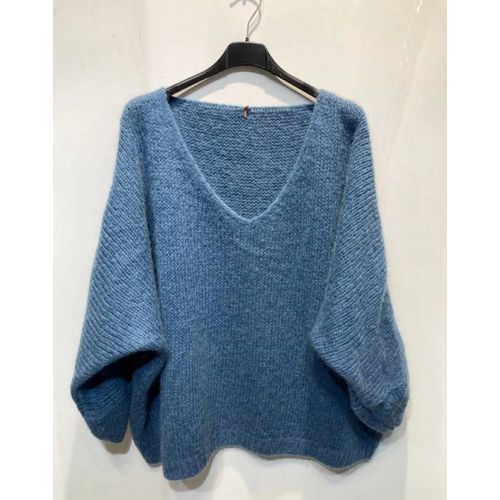 Pull En Mohair Femme Bleu Jean