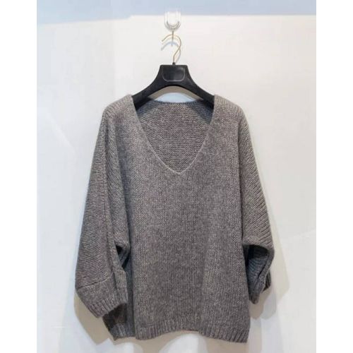 Pull En Mohair Femme Gris