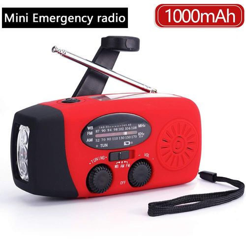 Abinvasive E-Radio D'urgence Étanche Pour Téléphone Portable,Chargeur Usb À Manivelle,Balayage Automatique,Am,Fm,Charge Par Énergie Solaire - Type Mini Radio