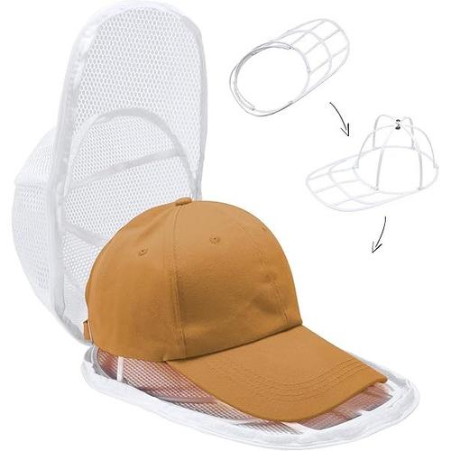 Lave Chapeaux de Baseball, Support Pliable pour Casquette, Cage de Nettoyage des Casquette pour Machine à Laver ou Lave-Vaisselle, 1 pièce (Blanc