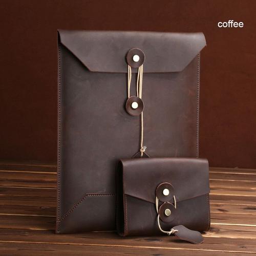 Macpro Sac De Rangement Ipad Pro Business Fichier Sac Porte-Documents En Cuir Véritable Veste Intérieure 13/15 Pouces Portable Tablette Protecteur Sac - Type Coffee 15.4 Inch