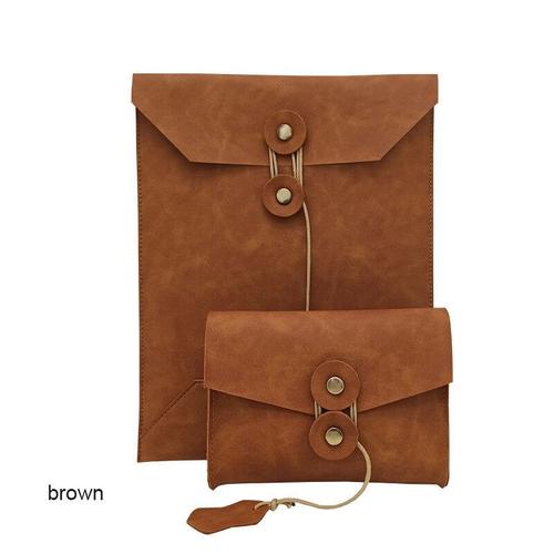 Macpro Sac De Rangement Ipad Pro Business Fichier Sac Porte-Documents En Cuir Véritable Veste Intérieure 13/15 Pouces Portable Tablette Protecteur Sac - Type Brown 15 Inch