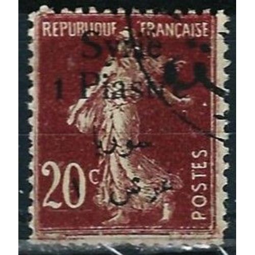 Syrie 1924 / 25, Administration Française, Beau Timbre Yvert 130, Type Semeuse 20c. Lilas Brun Avec Surcharge Bilingue "Syrie 1 Piastre", Oblitéré, Tbe.
