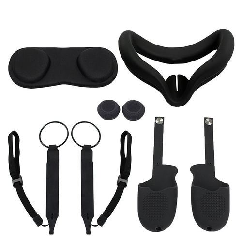 Kit Silicone Vr Kit De Protection 10 En 1 Accessoires Vr Pour Oculus Quest 2 ( Noir )