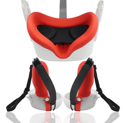 Kit Silicone Vr Kit De Protection 10 En 1 Accessoires Vr Pour Oculus Quest 2 ( Rouge )