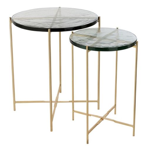 Paris Prix - Lot De 2 Tables Gigognes "Obi" 58cm Transparent & Or