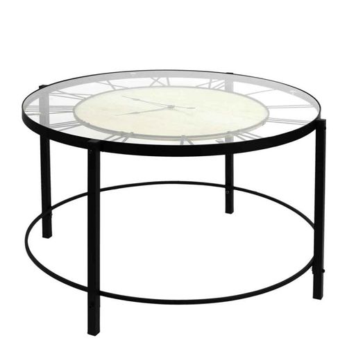 Paris Prix - Table Basse Design "Horloge" 90cm Noir