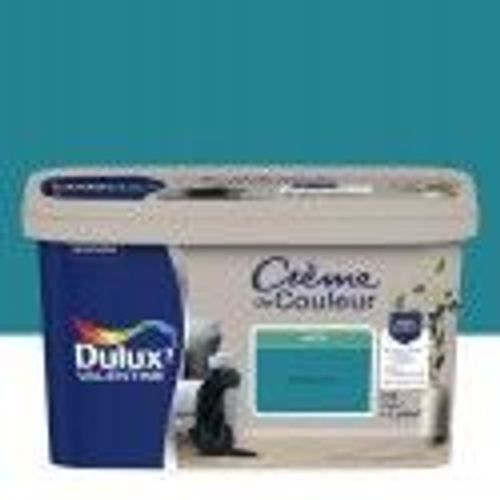 Peinture décoration finition crème de couleur satin bleu acapulco 2.5l DULUX VALENTINE