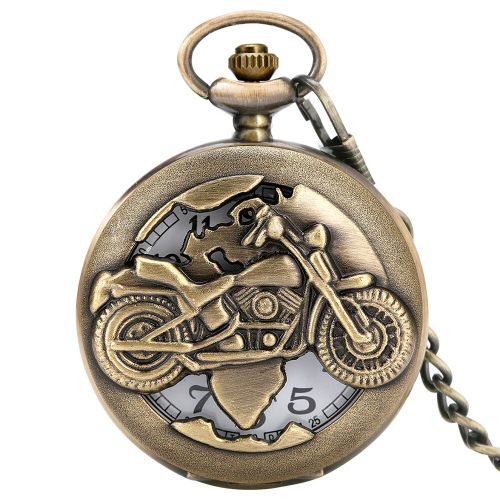 Montre De Poche À Quartz En Bronze Creux,Antique,Motif 3d,Pour Moto,Autovélo,Collier Pendentif Chaîne,Cadeau - Type 30cm Chain