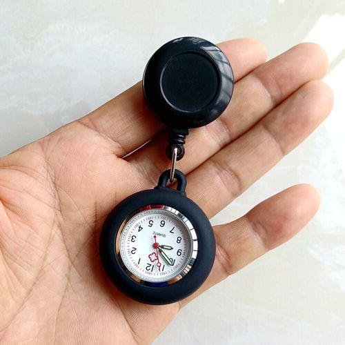 Montre De Poche Rétractable,Vierge,Simple,Infirmière,Médecin,Hôpital,Danemark Ge,Bobine,Réinitialisation,Suspendre,Blanc Ateur De Couleurs,Pendentif,Robe,Horloge - Type Black