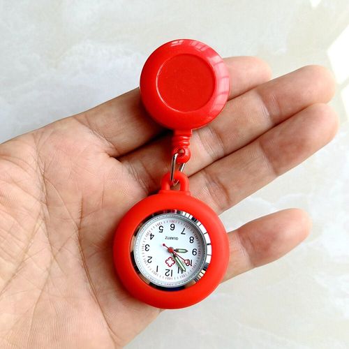 Montre De Poche Rétractable,Vierge,Simple,Infirmière,Médecin,Hôpital,Danemark Ge,Bobine,Réinitialisation,Suspendre,Blanc Ateur De Couleurs,Pendentif,Robe,Horloge - Type Red