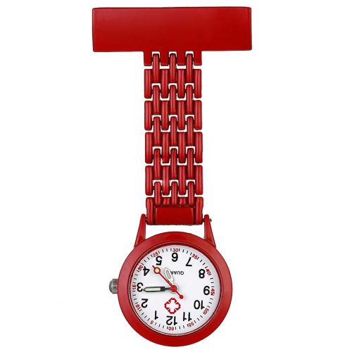 Montre De Poche Pour Infirmière Shoe En Acier Inoxydable,Revers,Mouvement À Quartz,Haute Qualité,Or,Unisexe,Accessoire De Robe À La Mode - Type Rouge