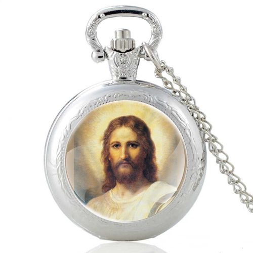 Montre De Poche À Quartz Pour Homme Et Femme,Design Du Christ Jésus Portant Une Couronne D'épines,Pendentif,Collier,Horloge,Cadeaux - Type Pa802-Silver