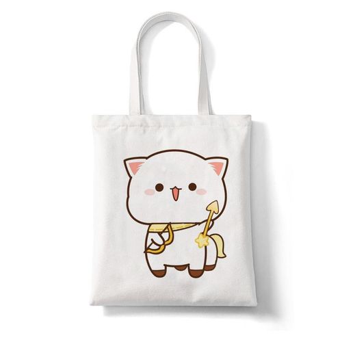 College Peach et Goma Mochi Cat Love pour femmes",-tout en toile,main,réutilisable,dessin,"femme