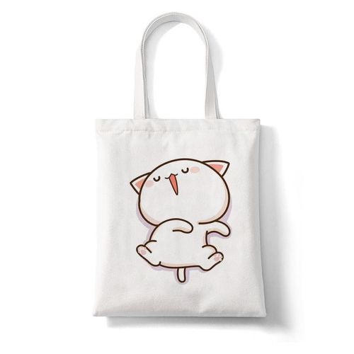 College Peach et Goma Mochi Cat Love pour femmes",-tout en toile,main,réutilisable,dessin,"femme