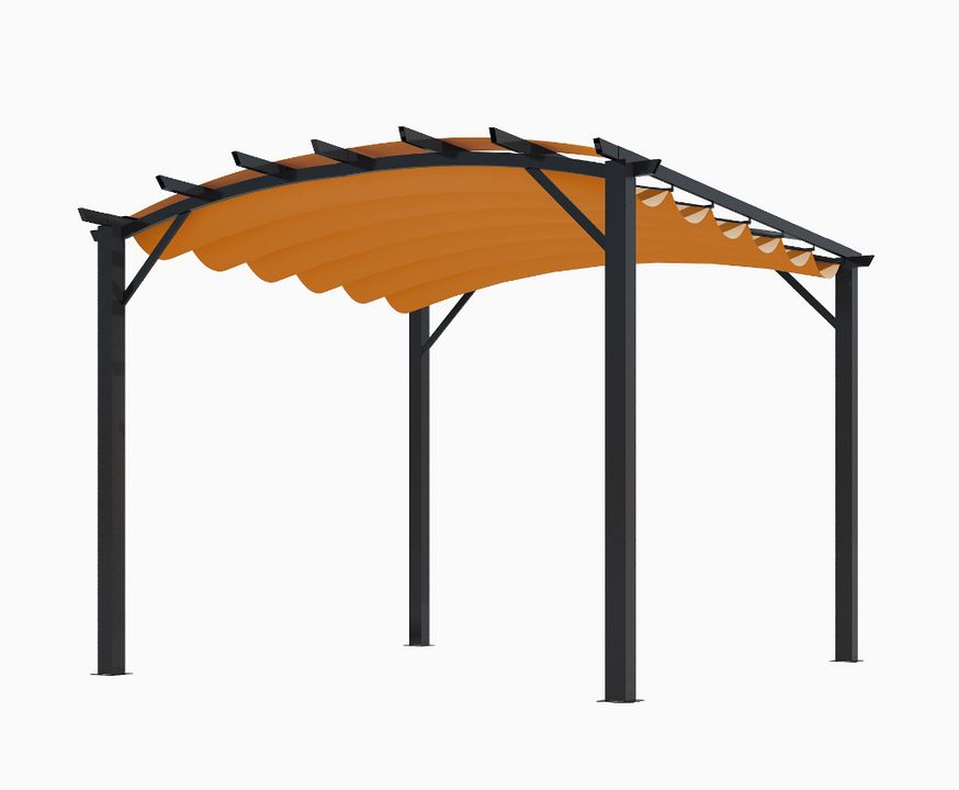 Pergola Structure Mixte 11,22 M2 - Toile Couleur Rouille