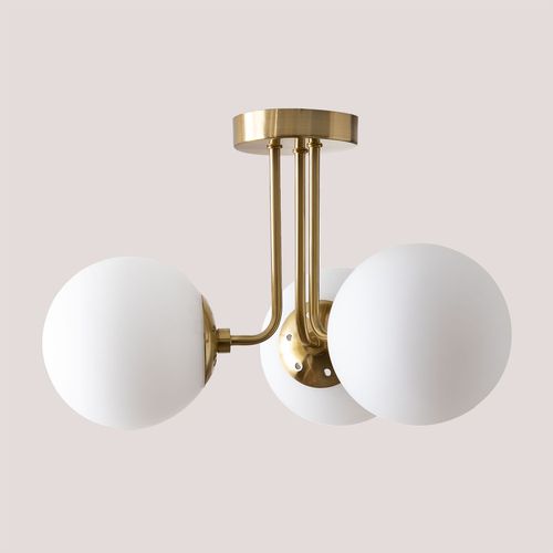 Plafonnier Avec 3 Guirlande Boules En Verre Doré