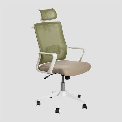 Chaise De Bureau Avec Roulettes Et Accoudoirs Teill Colors Vert Militaire Clair - Beige Lin