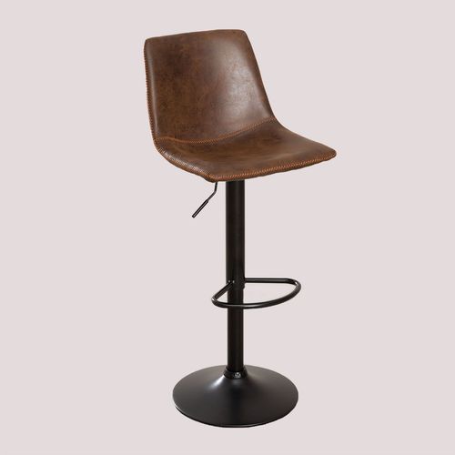 Tabouret Haut Réglable En Similicuir Style Ody Brun Chocolat