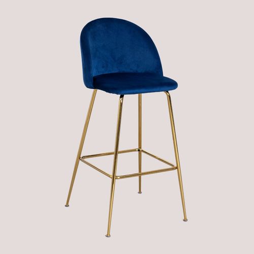 Tabouret Haut En Velours Kana Design Doré ?75 Cm
