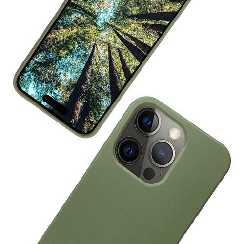 Eco Coque De Téléphone Portable Pour Iphone 15 Pro Max, Fibre Végétale Biodégradable Et Tpu Souple, Protection Contre Les Chutes, Écologique Zéro Déchet (Iphone 15 Pro Max, Kaki)