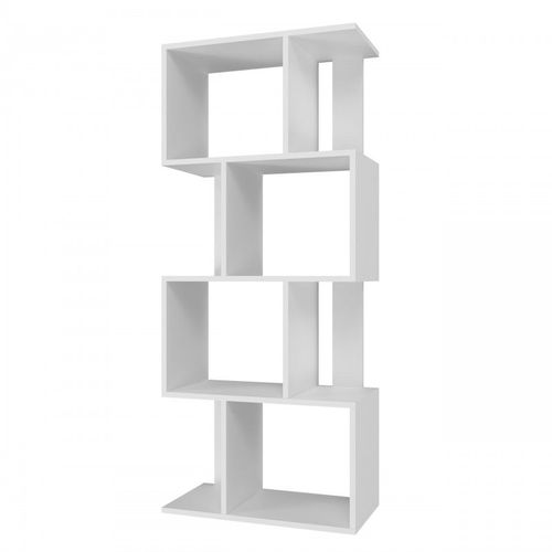 Gilda - Bibliothèque Modulable Style Moderne - Dimensions 59.5x30x140 Cm - Meuble Séparateur De Pièce - Blanc