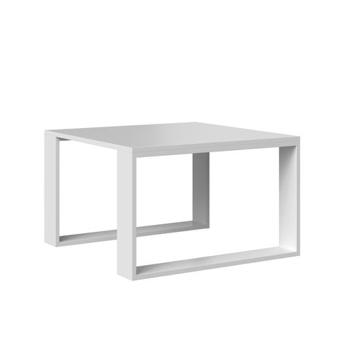 Alada - Table Basse Carrée Style Industriel - 67x67x40 Cm - Table À Café - Blanc