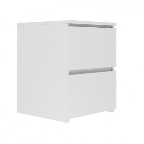 Venice - Table De Chevet Style Moderne - 40x40x52 - Chevet 2 Tiroirs - Meuble De Chambre - Blanc