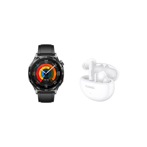 Pack Montre Connectée Huawei Watch Gt 5 46 Mm Noir + Buds Blancs