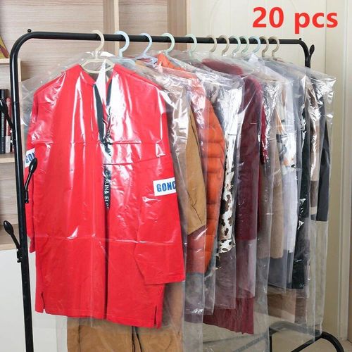 20 Cfp Transparent Vêtements Poussière Housse De Rangement Sac Maison Manteau Costume Sac De Rangement Quatre Saisons Magasin De Nettoyage À Sec Cache-Poussière - Type 20 Pcs-M-About 60x90cm