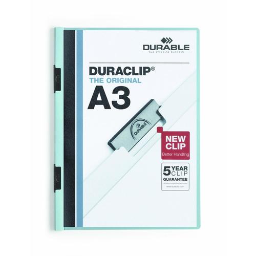 Durable Chemise À Clip Duraclip Pour 60 Feuilles Format A3 Bleu