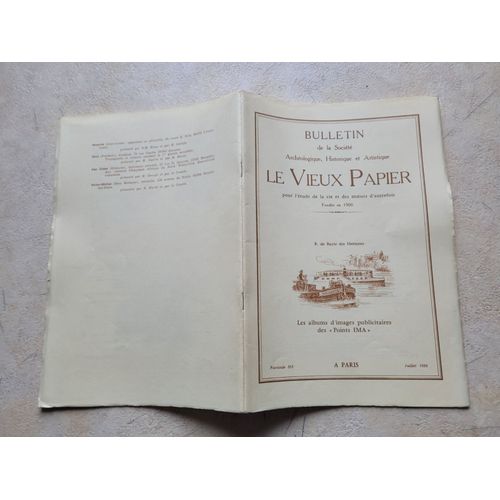 Bulletin De La Société Archéologique, Historique Et Artistique Le Vieux Papier, Fascicule N° 353 : Les Albums D'images Publicitaires Des "Points Ima".